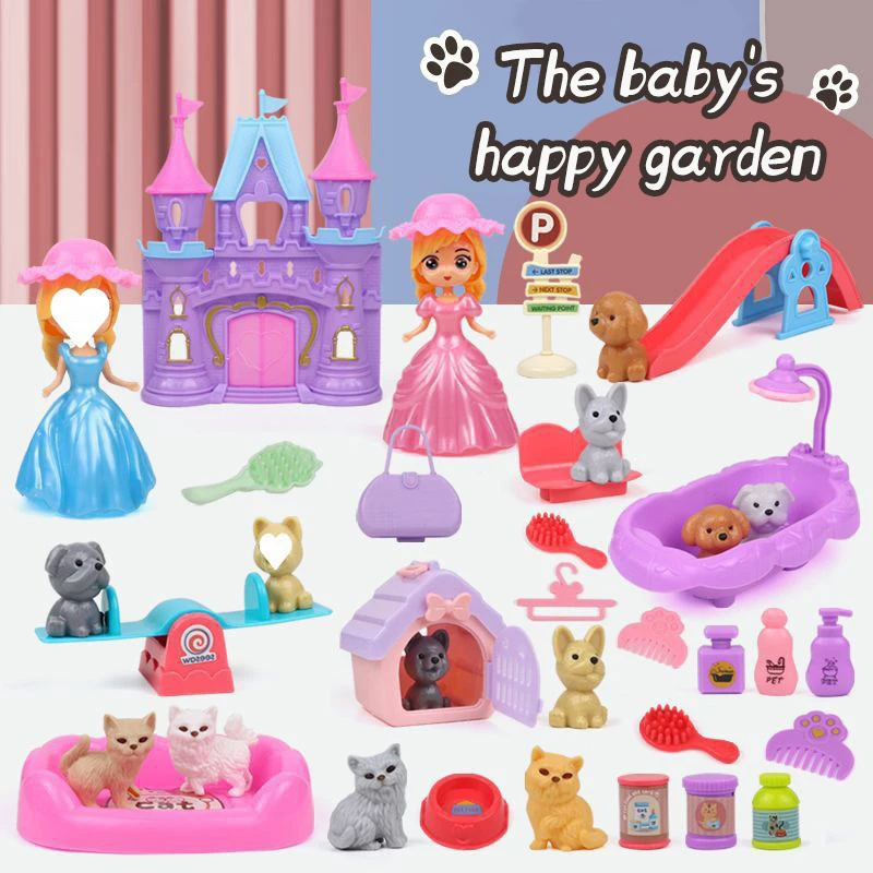 Kids Toys Basket - مجموعة دمية الكلب جرو التظاهر اللعب