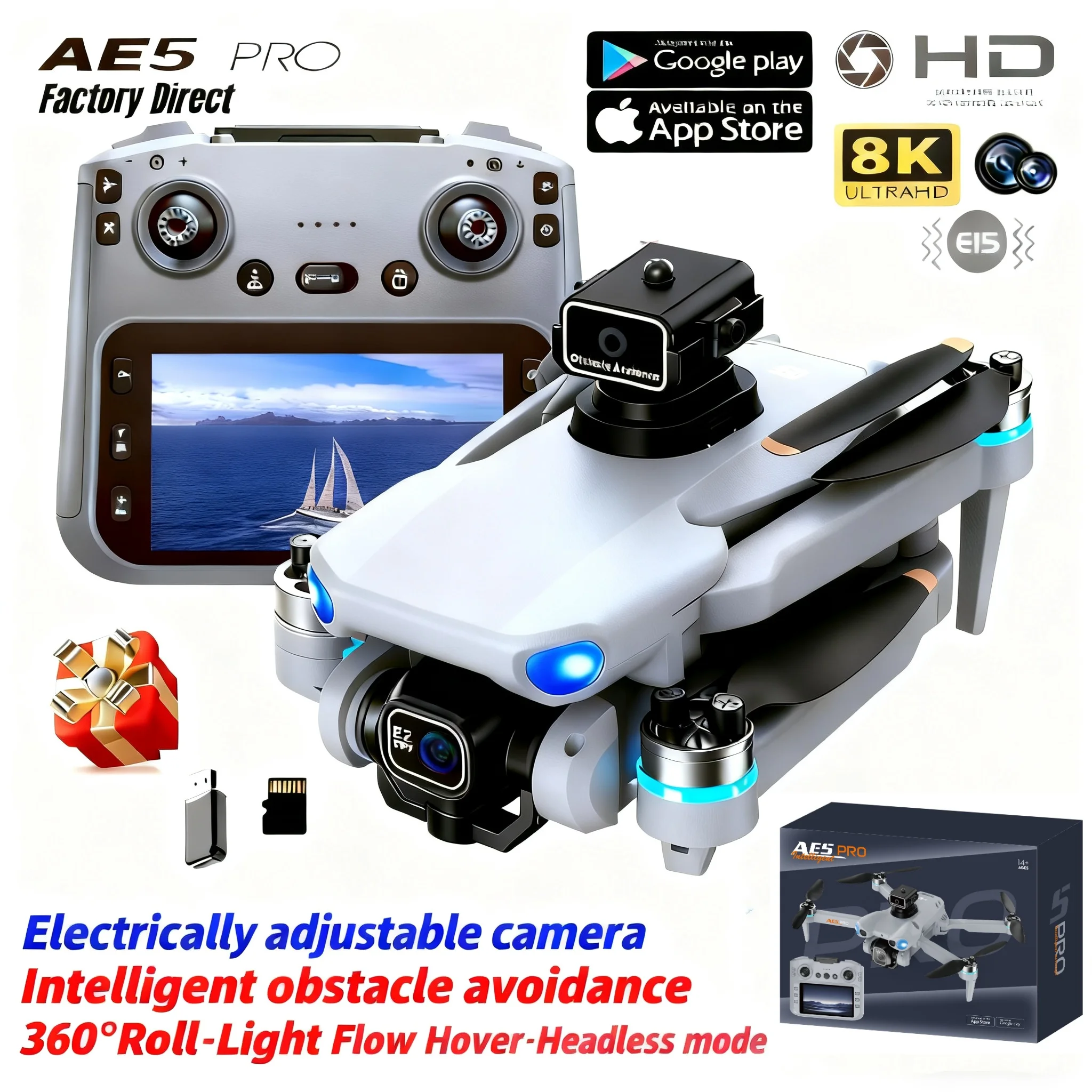 طائرة بدون طيار AE5 Pro بدقة 8 - مراجعة Kids Toys Drone وسعره